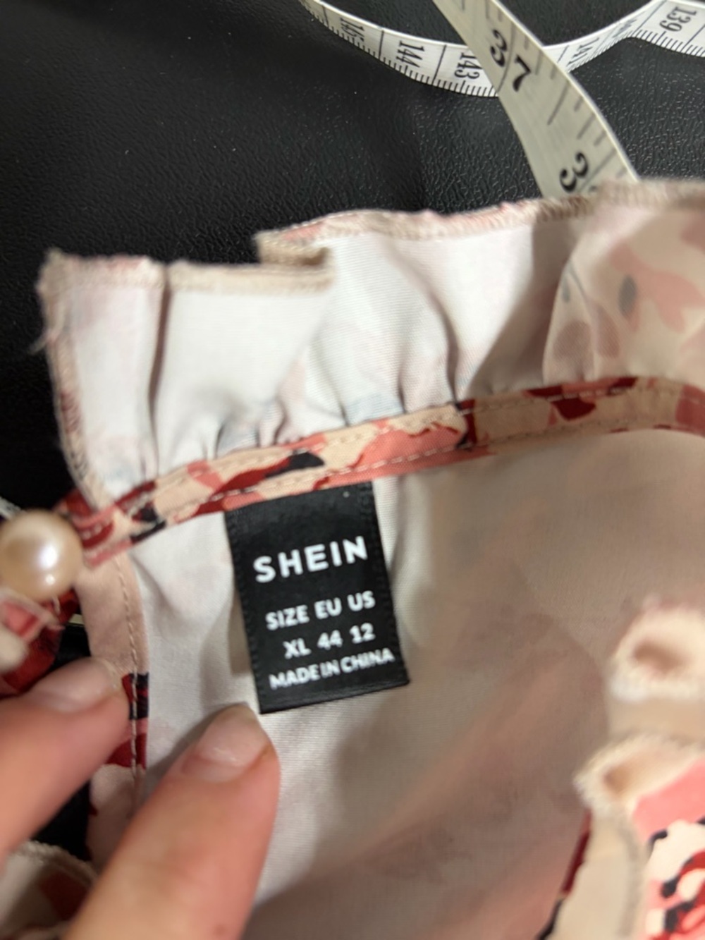 SHEIN Pink Floral Blouse Ruffle Neck Long Sleeve Romantic Cottagecore Top XL - Picture 5 of 7